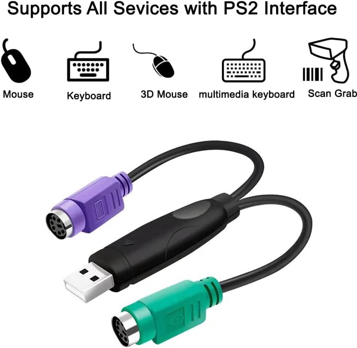 PS2 naar USB Adapter - Keyboard en Mouse Adapter - Plug and Play - Verbind oude randapparatuur - ShopVlot