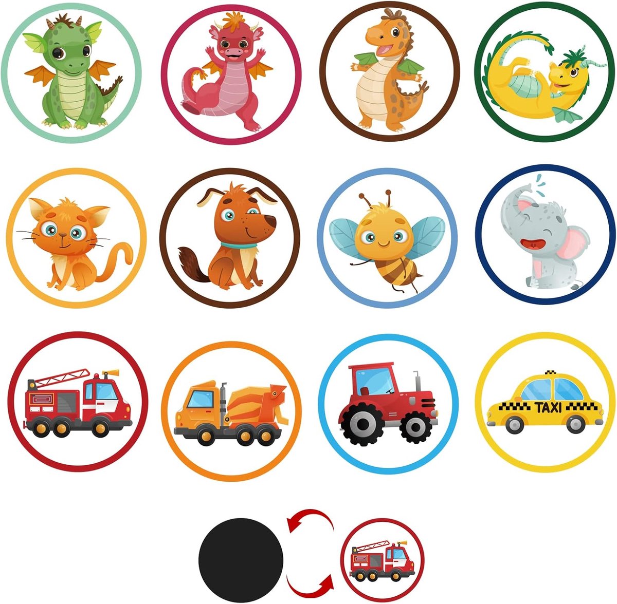 Zindelijkheidstraining Stickers - Kleurveranderende Plasstickers - 24 Stuks met Dinosaurus en Auto - ShopVlot