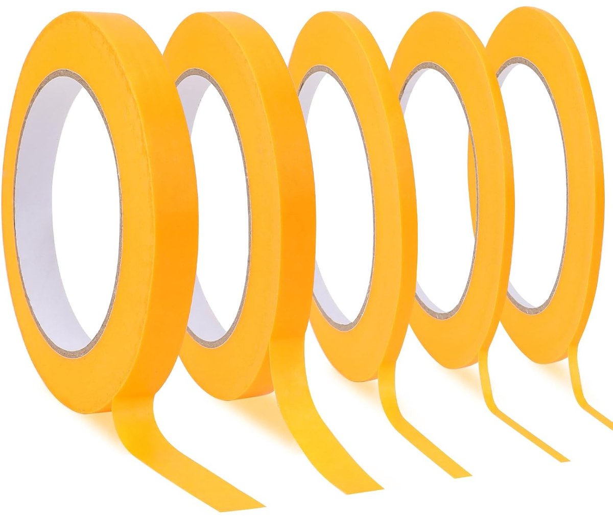SnelShoppen - 5 Rollen Schildertape Zelfklevend Fineline Tape 1.5/3/5/10/12mm x 50m Maskingtape voor Auto Schilderen Decoreren (Oranje)