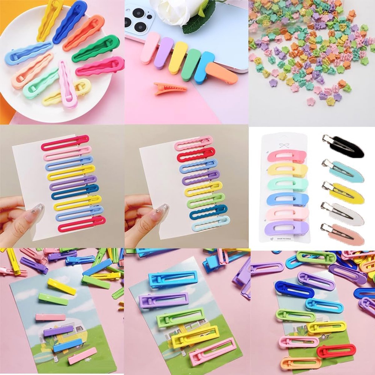SnelShoppen - 100 Pcs Duckbill Haarklemmen DIY Haarclips Lege Haarclips Metaal Haarstyling Klemmen voor Compartment Styling Kleurrijke Haaraccessoires