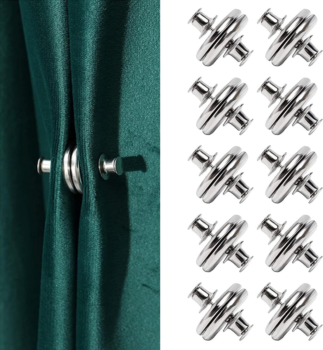 Magnetische Gordijnhouder 10 Paar 25mm - Robuuste Magneten - Eenvoudig en Stijlvol - ShopVlot