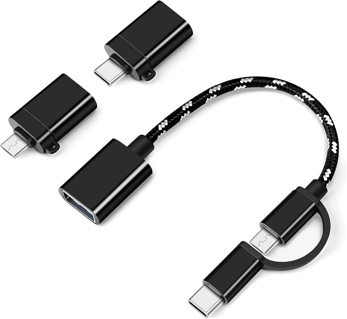 SnelShoppen - 2-in-1 USB OTG Adapter met USB naar Micro-/Type-C Adapter en 2-Pack Kabels, Geschikt voor Android en MacBook Pro, Perfect voor Thuis en