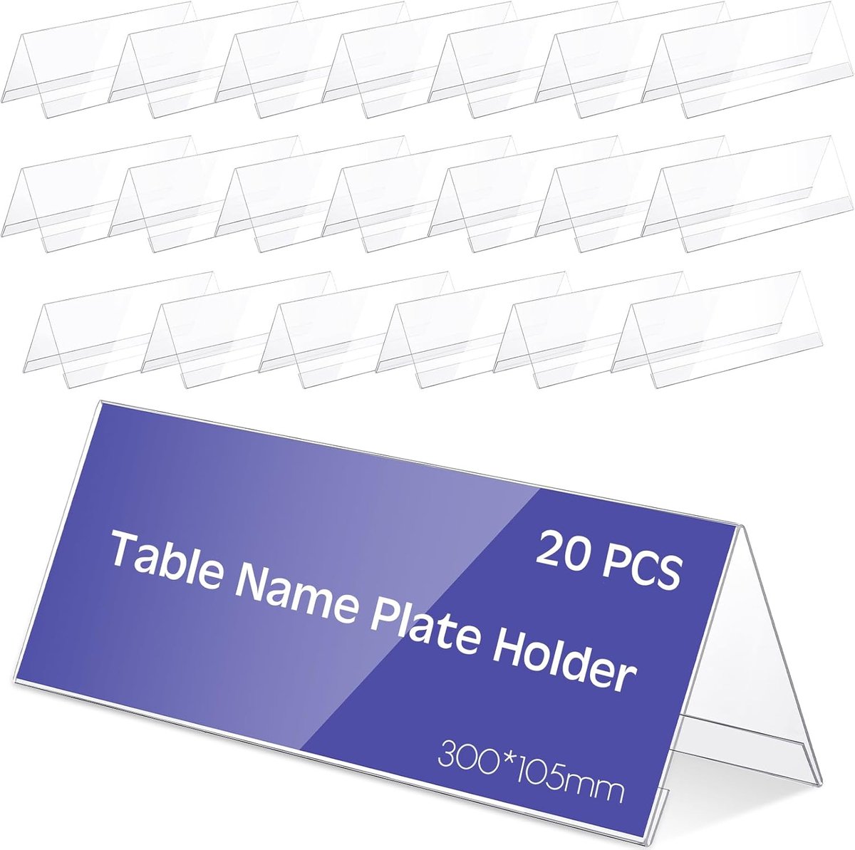 20 Pcs Acrylic Table Name Plates, Transparent Table Stand, Reusable Name Tags, Roof Shape Stand, Acrylic Label Holder - ShopVlot