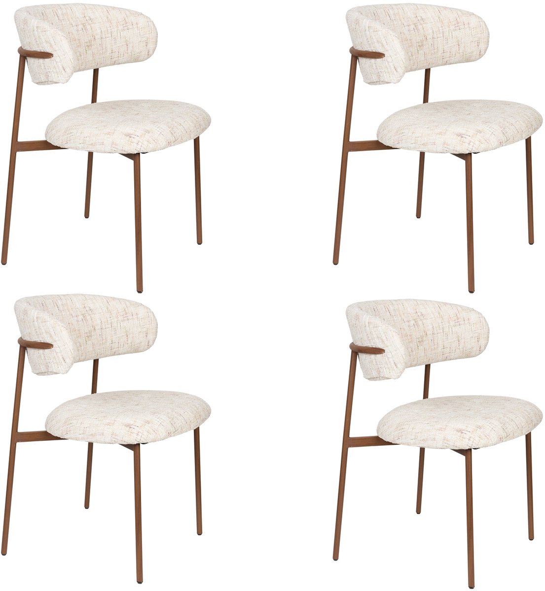 Housecraft Living Claes Eetkamerstoelen Gemêleerd Off-White - Set van 4 Wit