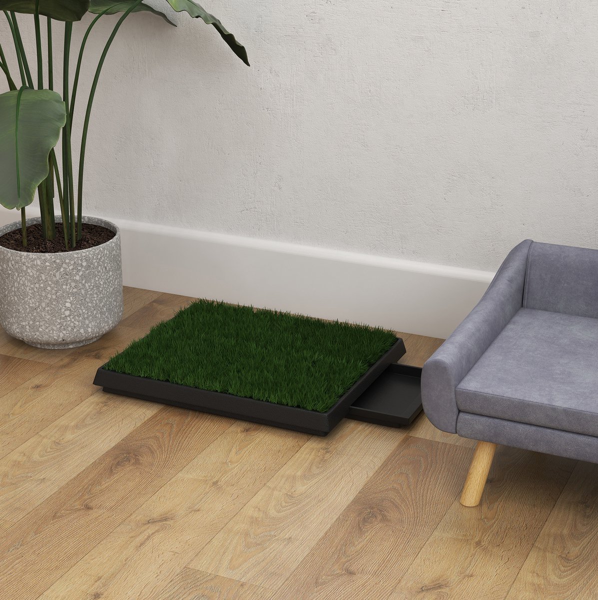 COVREO Hondentoilet 63x51x6 cm groen, kunststof met uitneembare lade