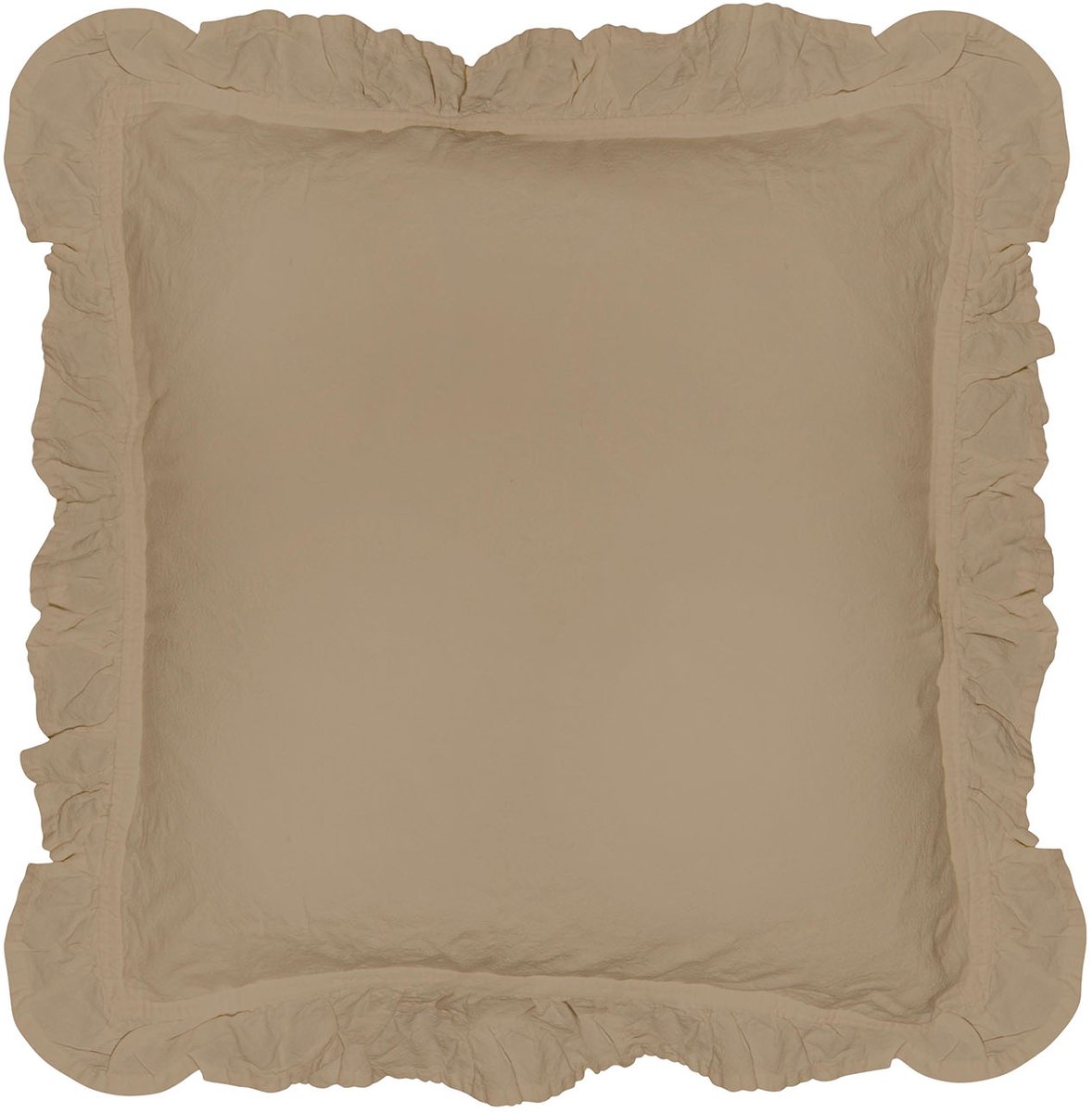 Darymex Sierkussenhoezen met Volant 40x40 cm - Beige - Set van 2 - 100% Katoen (123 g/m²) - Met Ruffles / Roesjes - Hoteloverslag - ECO Verpakking - Hypoallergeen