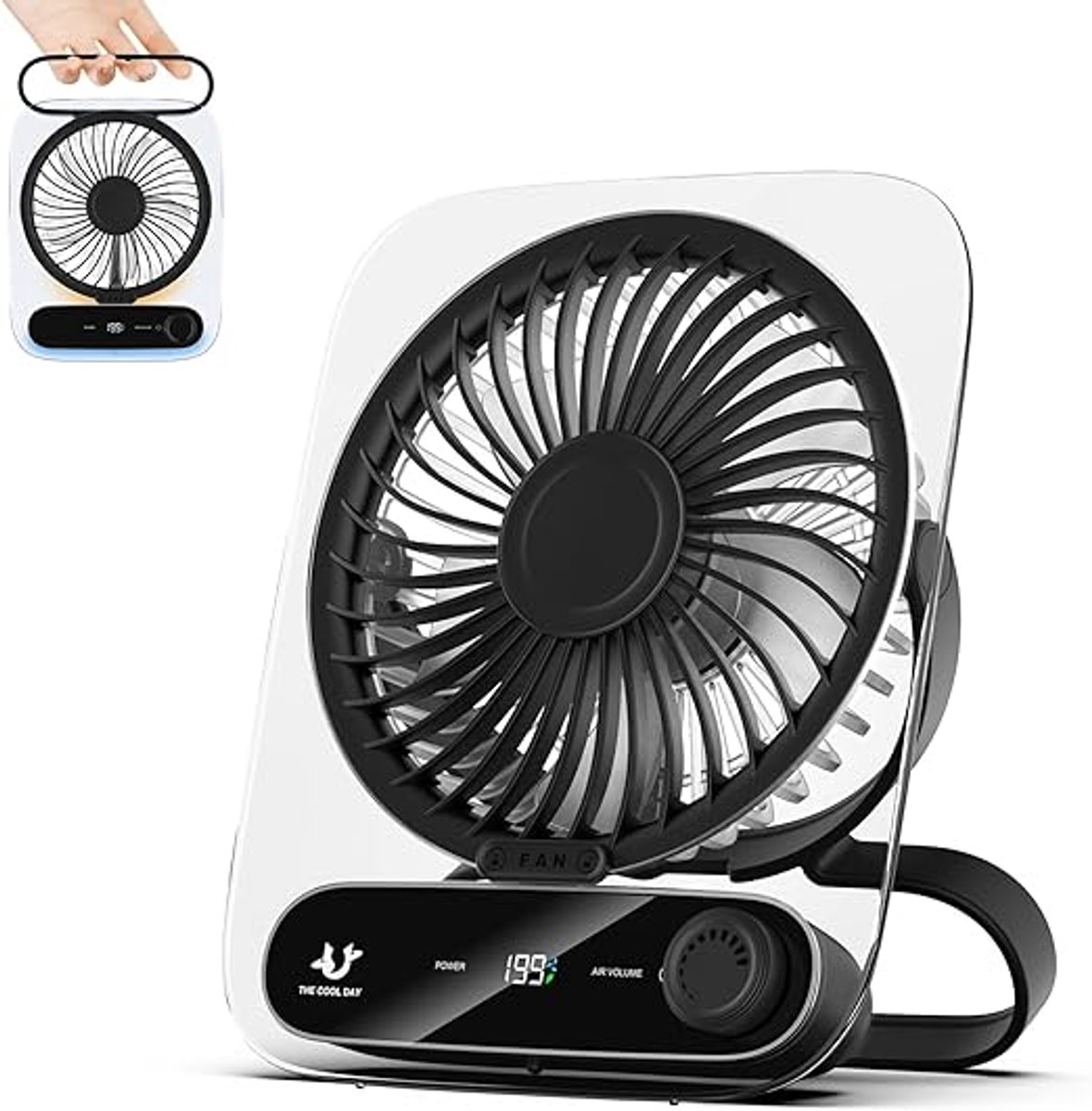 Verte Mini Vloerventilator Met Nachtlamp - 14cm - Stil - Staande Ventilator - Vloerventilator - Waaier