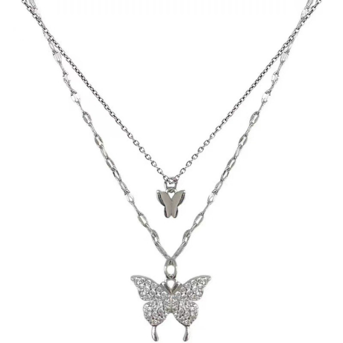 Halsketting – 45 cm + 5 cm verlengketting – Ketting – Vlinderketting – Ketting met hanger – Layering-ketting – Lange ketting – Verstelbaar – Decoratieve ketting – Stijlvol & charmant – Veelzijdig – Geschikt voor dagelijks gebruik