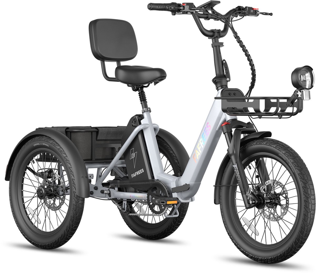 FAFREES F20 Mate II Elektrische Driewieler – 21Ah Accu, 85km Bereik, 65Nm Koppel – Voor Senioren & Dagelijks Gebruik Frost Grey