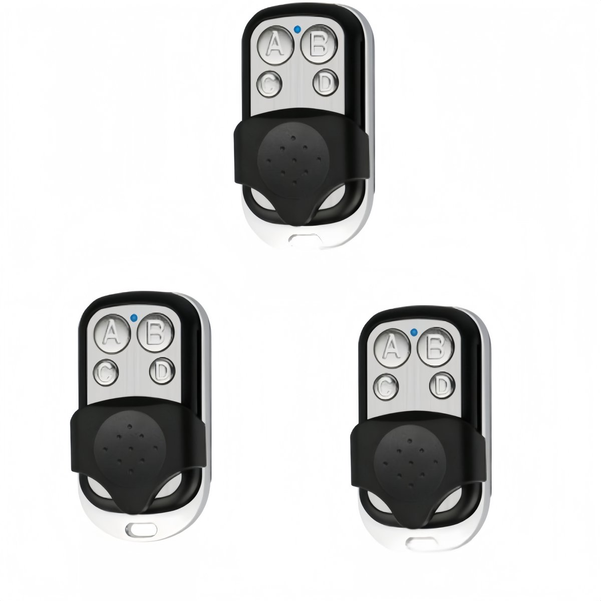 3 stuks - 433 garagedeur afstandsbediening - metalen garage poort sleutel duplicator - draadloos kopiëren - 433.92 frequentie - ABCD knoppen - voor garage, hek poort - zilver metaal kleur
