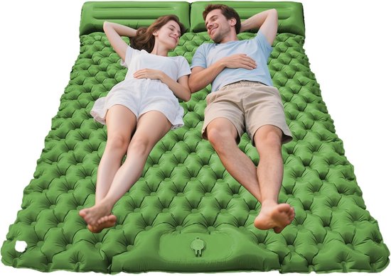 Dubbel Slaapkussen - Luchtmatras Kamperen - Outdoor Reizen - Dubbele Oppervlakte Verstelling - 190x120x5cm - groen — afbeelding 5