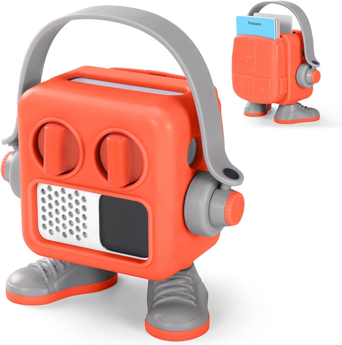 SnelShoppen - Hard Shell Cover Jacket voor Yoto Mini Speler, Beschermhoes van Kunststof voor Mini Audio Speaker en Audio Kaarten (Oranje-Grijs)