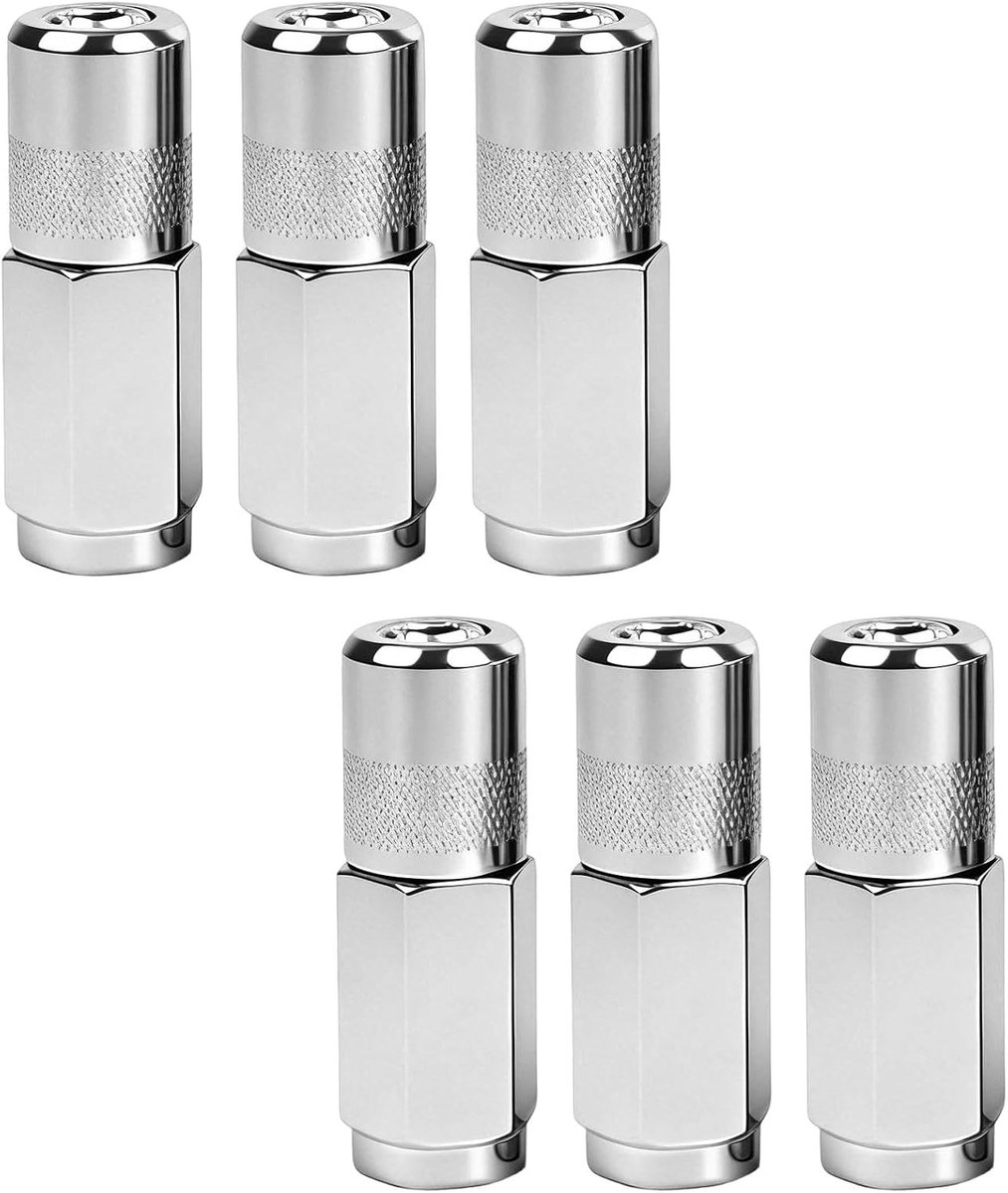 Pack of 6 Hydraulic Nozzles, 1/8 Thread, 4 Jaws Hydraulic Nozzle, Carbon Steel Grease Spray Nozzle, Chrome-Plated - ShopVlot