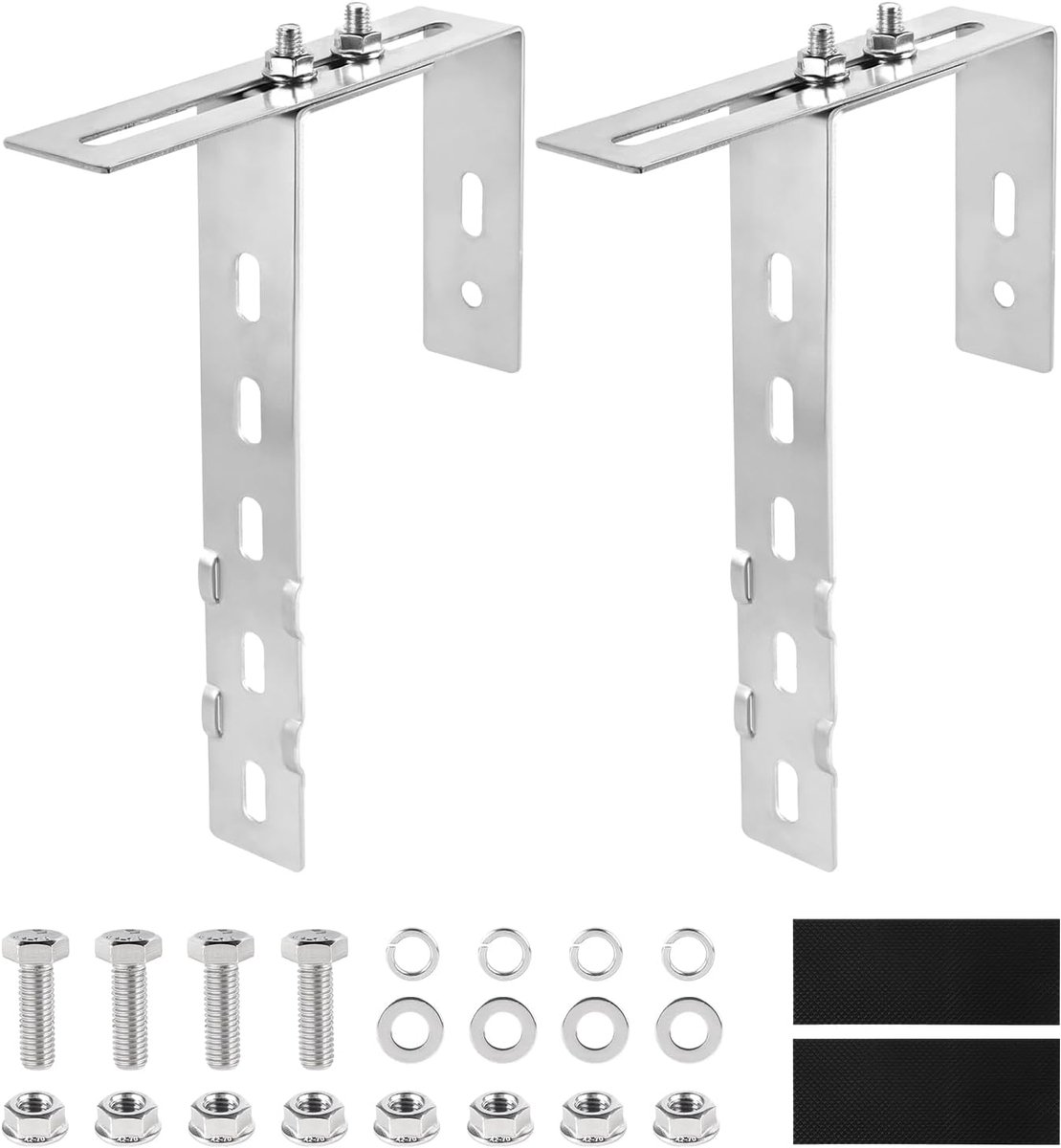 SnelShoppen - 2 x Solar Panel Houder Haak, Verstelbare 6-18cm Balkon Beugel, RVS 304 Dikte 2mm Zonnepaneel Balkon Steun Beugel met Schroeven Set voor