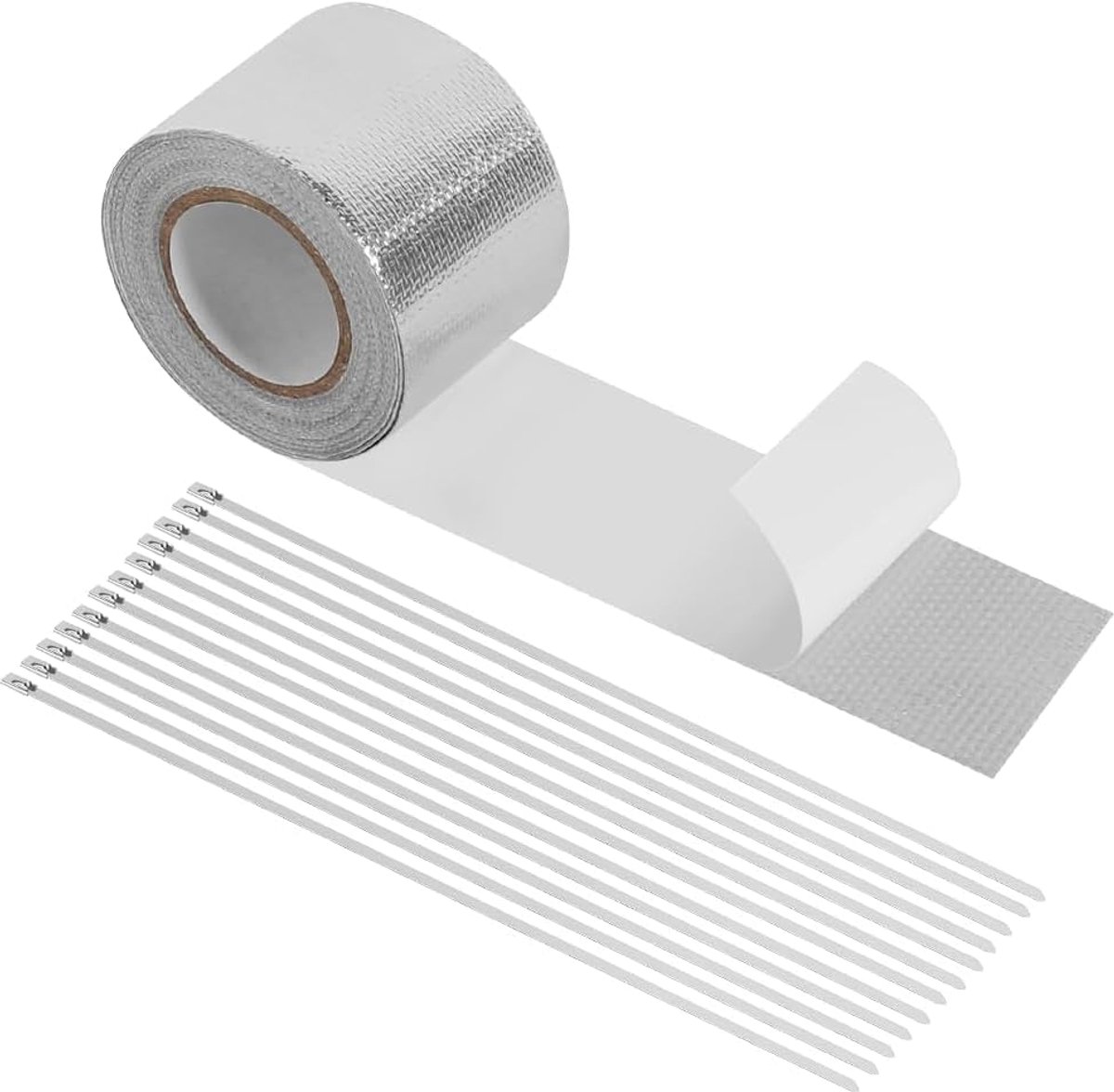 Uitlaat hittebestendige tape 10m x 5cm - aluminium folie - zelfklevend - bescherming tegen hoge temperaturen - ShopVlot