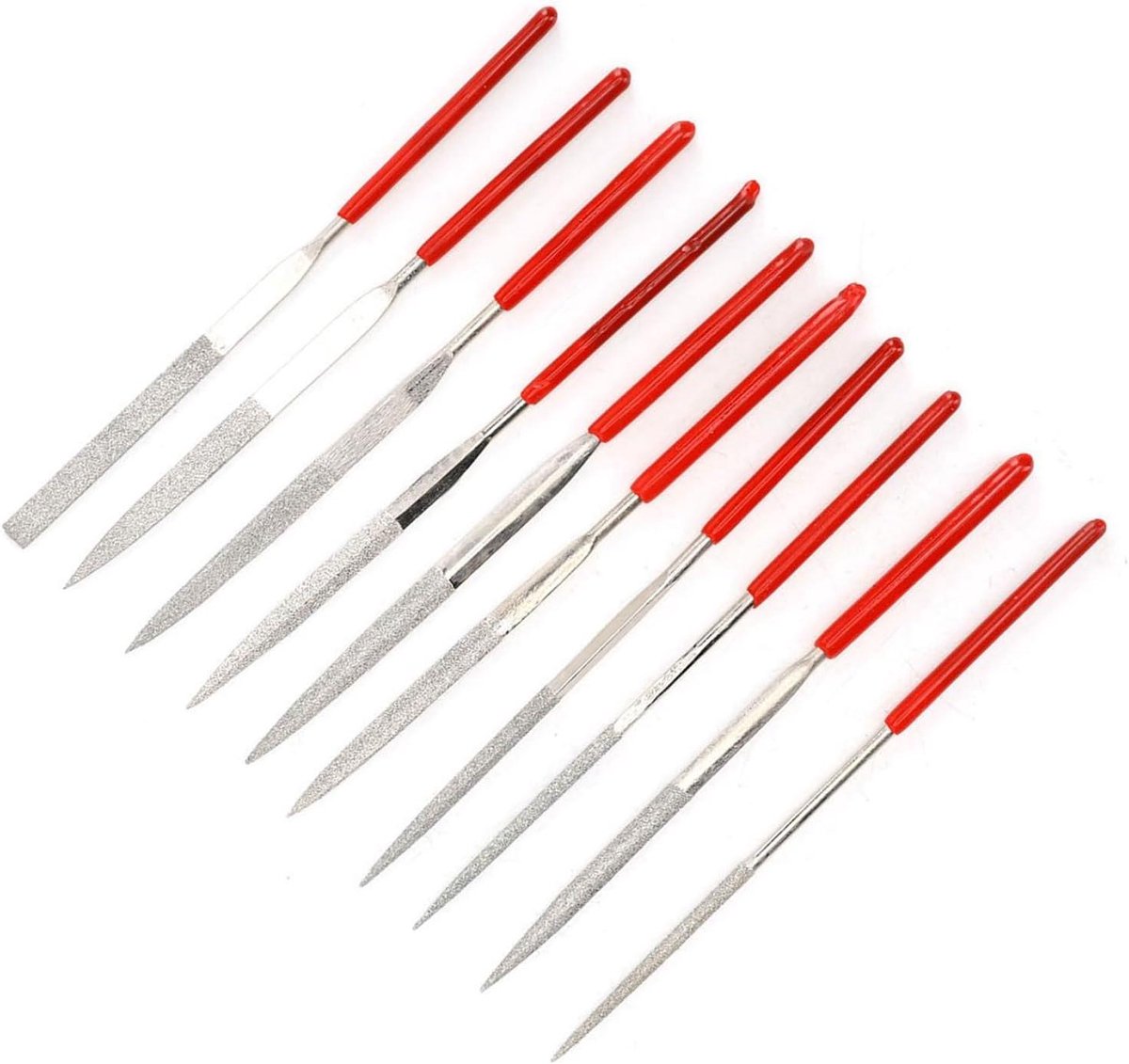 Diamantvijl Set - Naaldvijlen Set - Precisiewerk - Diamant Gecoat - 10 Stuks - Zilver