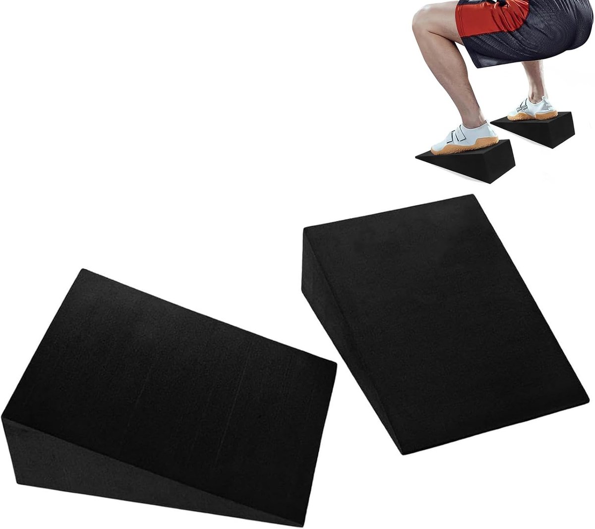 GYM 2 Pack Knee Bending Wedges for Calf Stretching Gym Indoor Outdoor Butt Legs Improve Squat Performance (Non-slip - ShopVlot