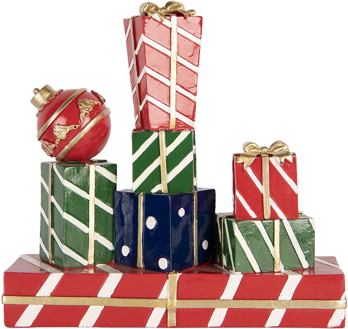 Clayre & Eef Kerstdecoratie Beeld Cadeau 21x7x21 cm Rood Kunststof