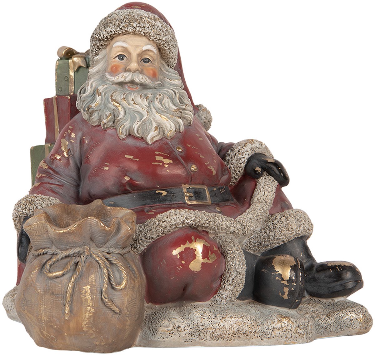 Clayre & Eef Kerstdecoratie Beeld Kerstman 23x19x19 cm Rood Kunststof