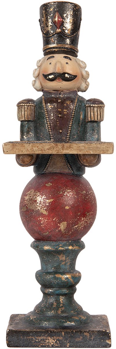 Clayre & Eef Kerstdecoratie Beeld Notenkraker 10x9x29 cm Rood Kunststof