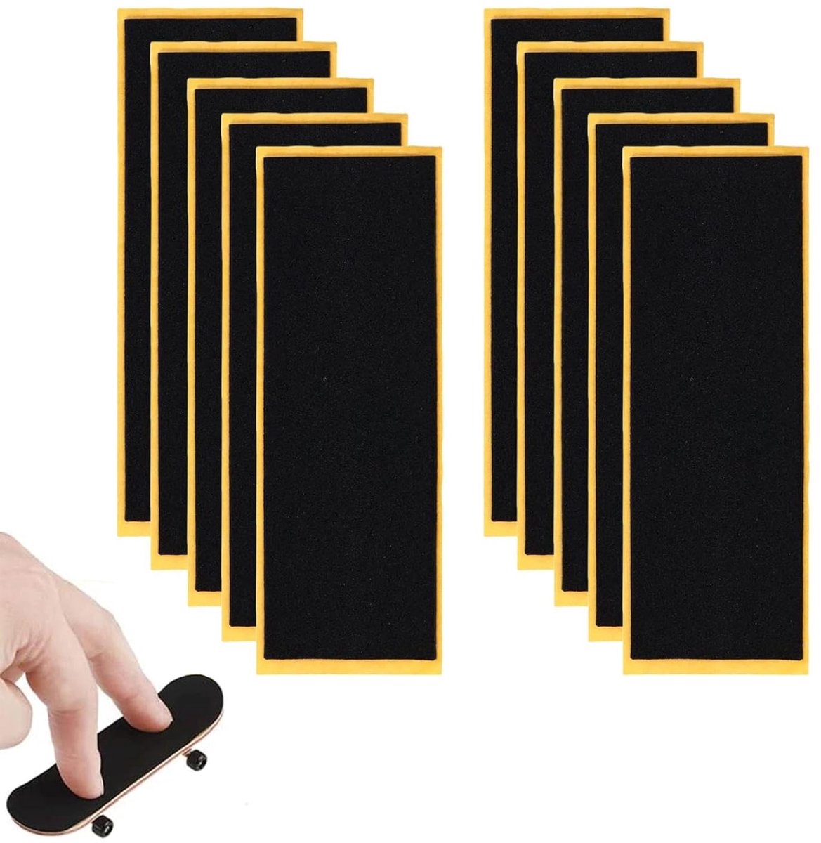 SnelShoppen - Pack van 10 Skateboard Grip Tapes, Zelfklevende Grip Tapes voor Mini Skateboards, 38mm x 110mm Fingerboard Foam Grip Tape, Ideaal voor T