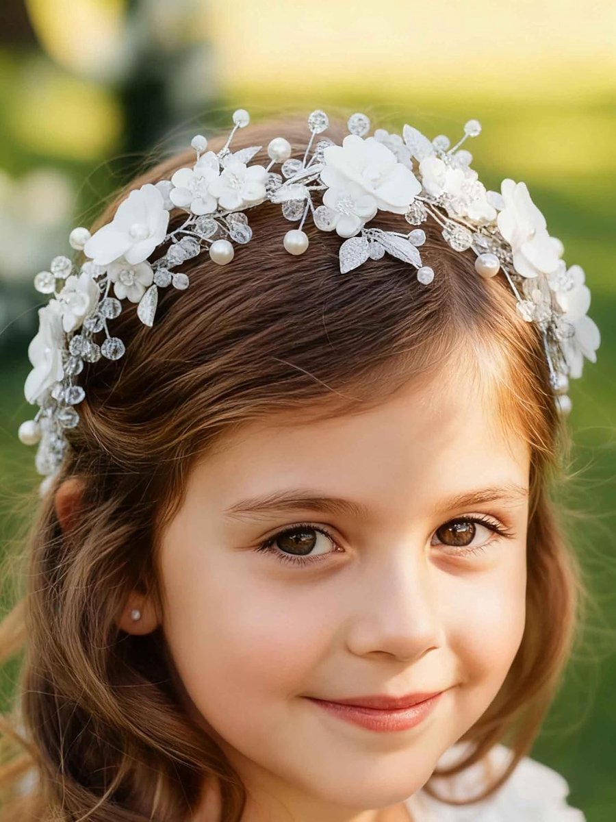 IYOU Flower Girl Hair Bands White Flower Holy Communion Wedding Hair Accessories for Girls - ShopVlot