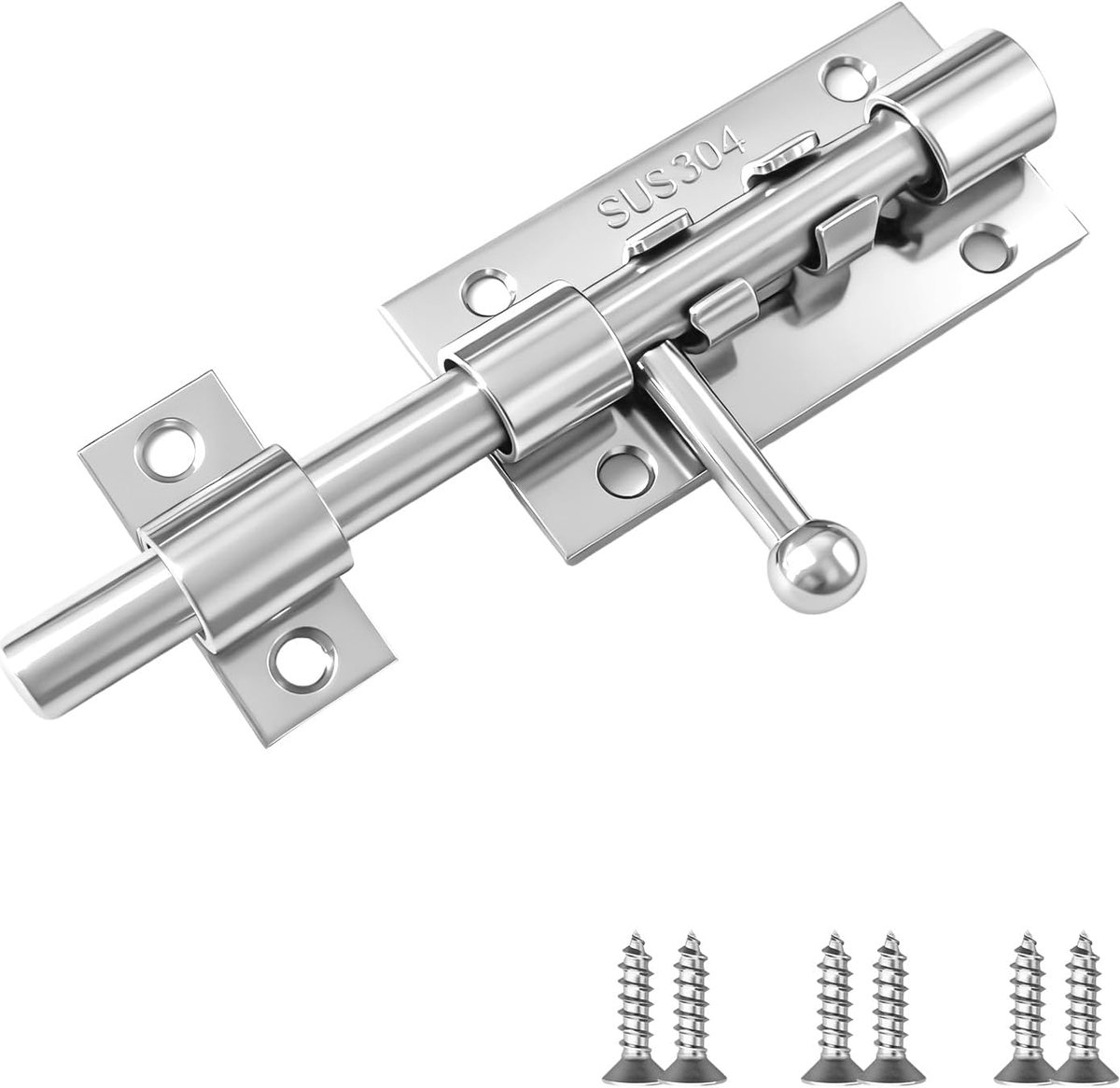 SnelShoppen - 304 RVS Deurslot 12,5 cm (10mm Ø) - Zware Kwaliteit Cilinderslot voor Badkamer, Slaapkamer & Schuifdeur
