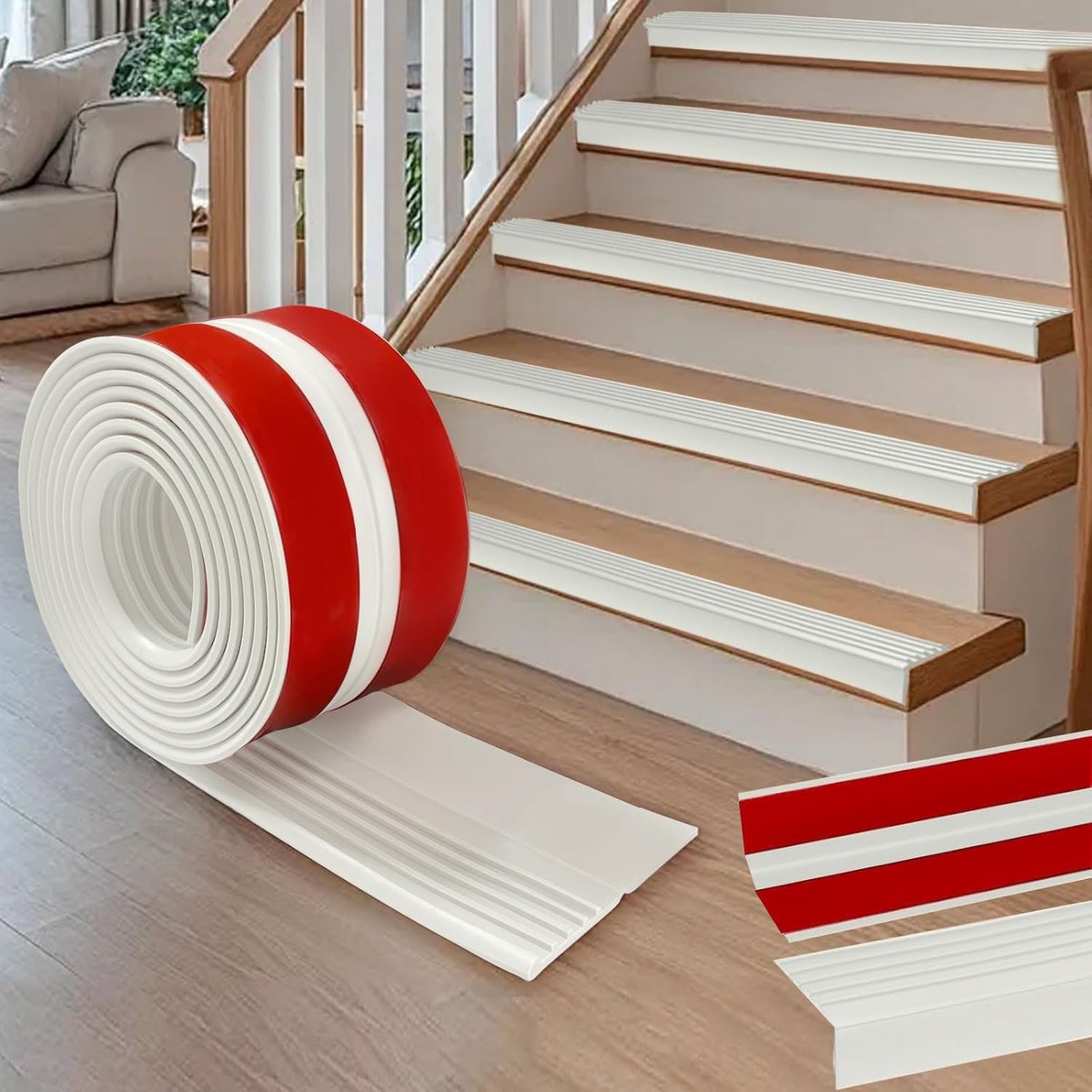 SnelShoppen - PVC Traprandprofiel Zelfklevend 5 m Antislip Bescherming Waterdicht L-vormig Traprandprofiel Voor Binnen en Buiten