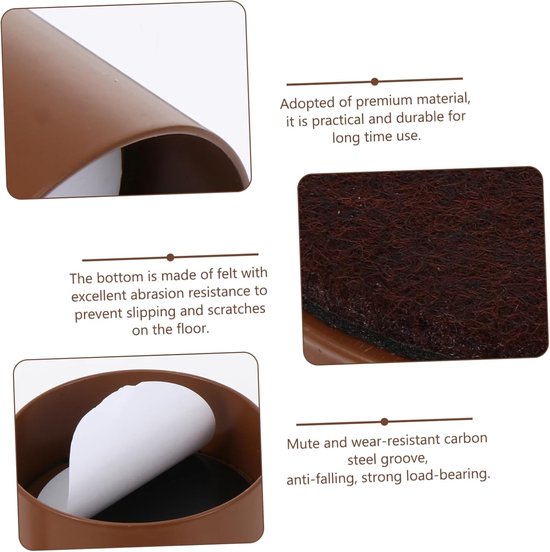Meubelpoten Verhogers - Stille Tafelpoot - Meubels Verhogen - Vilt Bodem - 6x6cm - Bruin — afbeelding 4