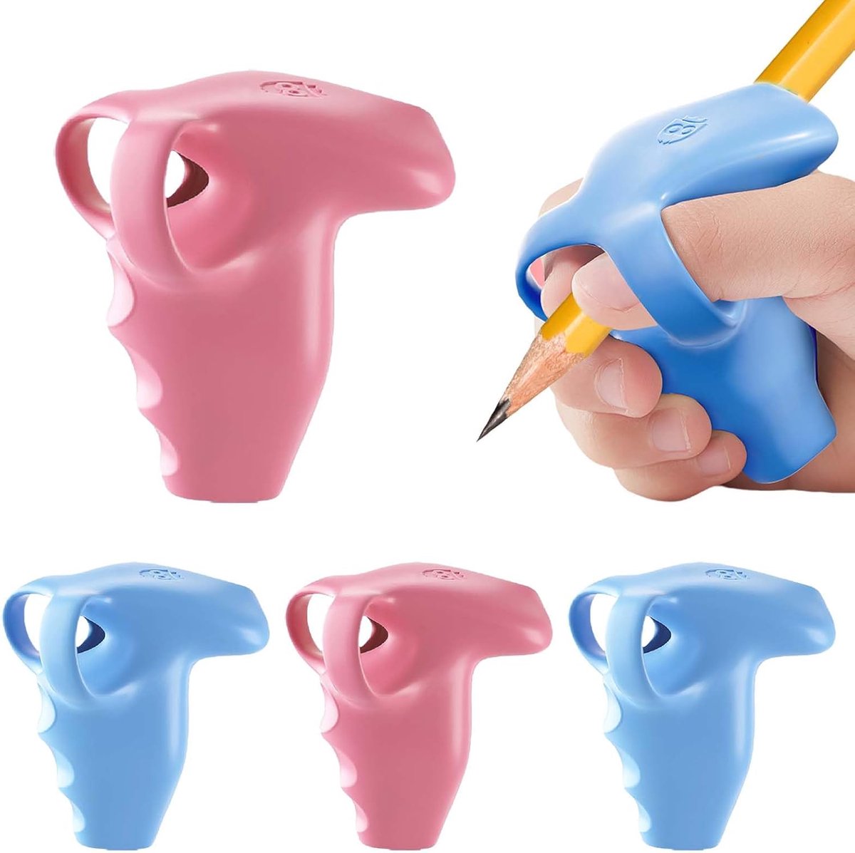 SnelShoppen - 4 Stuks Ergonomische Potloodgrepen, Schrijfhulpmiddelen, Penhouders, Handgrepen voor Kinderen en Volwassenen, Voedselveilig Silicoen, On