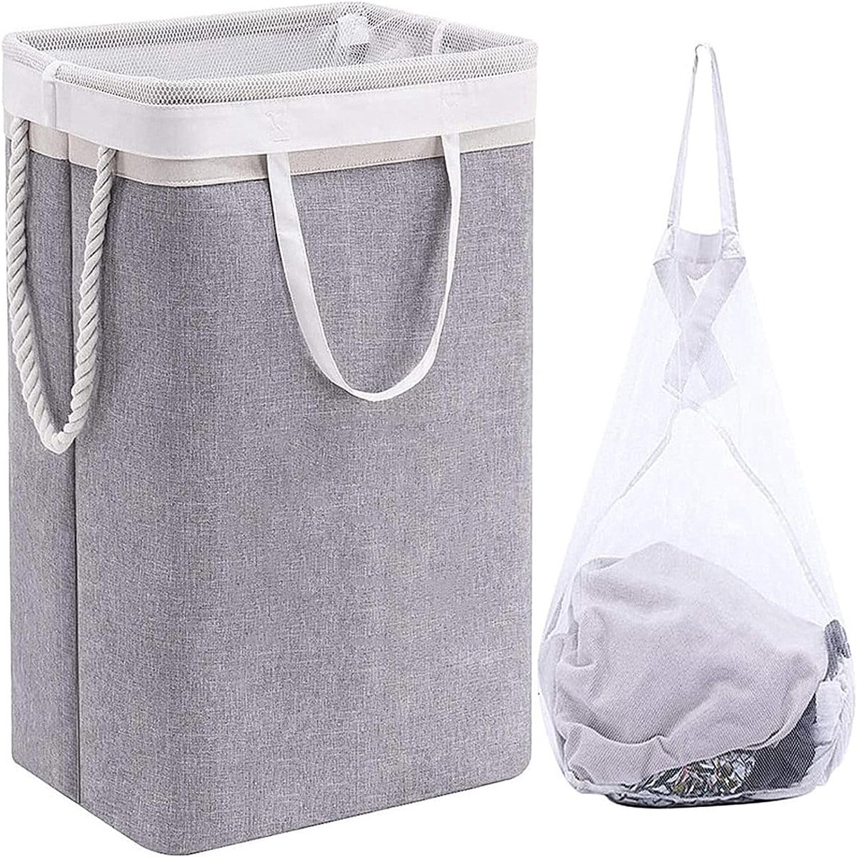 65L foldable laundry hamper, large foldable laundry basket with removable mesh pocket and handles, laundry basket for - ShopVlot