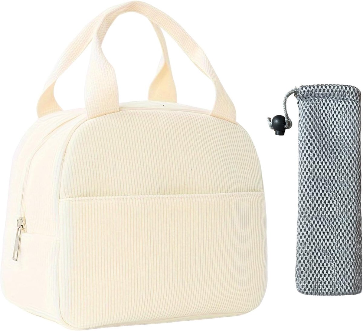 SnelShoppen - Isolerende Lunchtas voor Vrouwen, Mannen en Kinderen - Koeltas voor Werk, School, Picknick, Reizen, Strand - Beige - Multifunctionele Lu