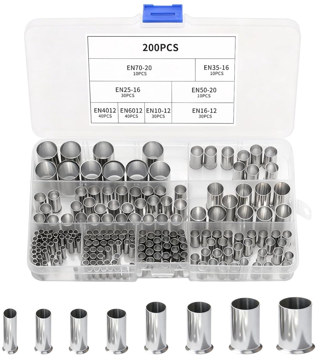 Pack of 200 Wire End Ferrules, On-Insulated Kit, Copper Tinned Sleeve for Electrical Connections, Cable Sleeves Crimp - ShopVlot