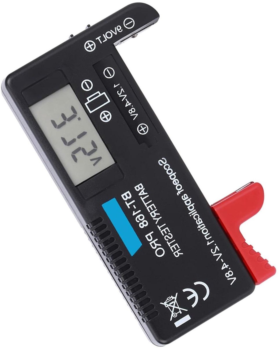 Digitale Batterijtester - Batterij Indicator - Batterijen Controleren - Snel Capaciteit Analyseren - 11 x 6 x 3 cm - Zwart