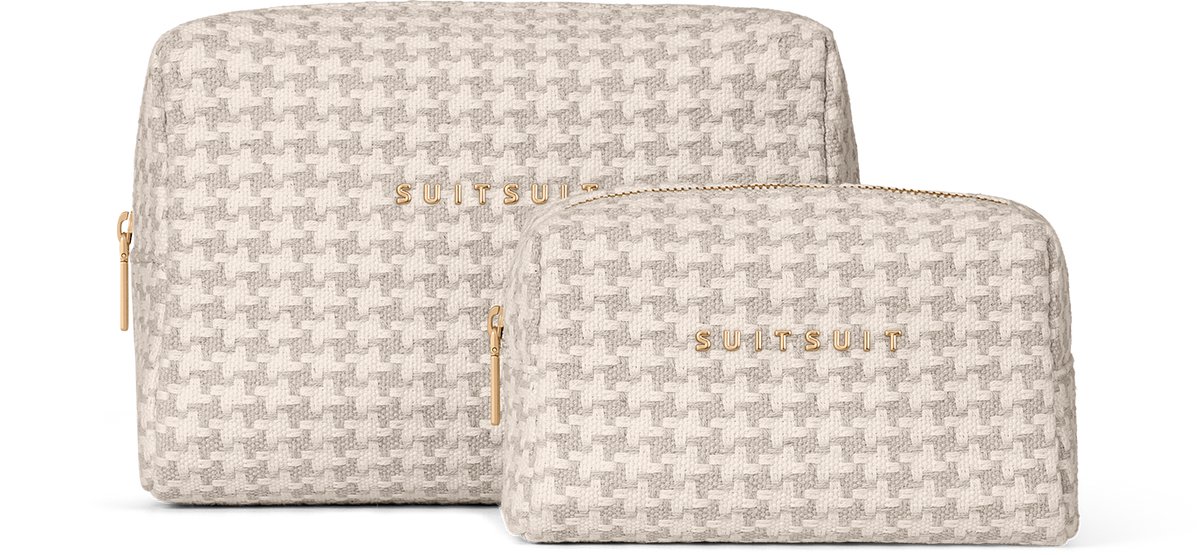SUITSUIT Toilettas dames - Make up tasje - Beauty set - Fusion Natural Houndstooth
