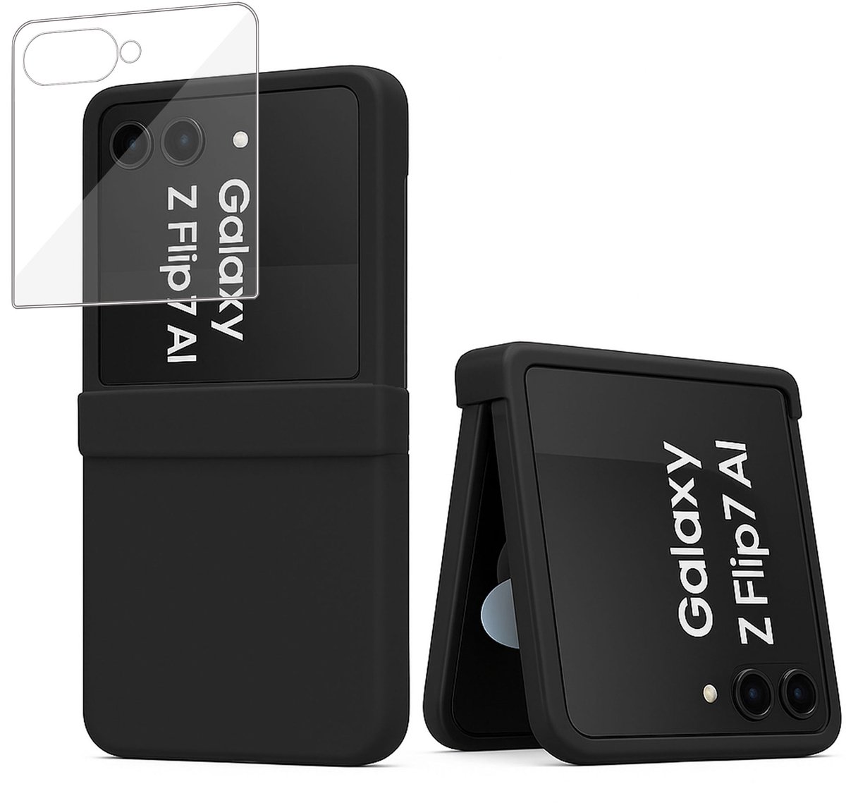 ChiGuard Hoesje & Screenprotector geschikt voor Samsung Galaxy Z Flip 8 - Case - Zwart