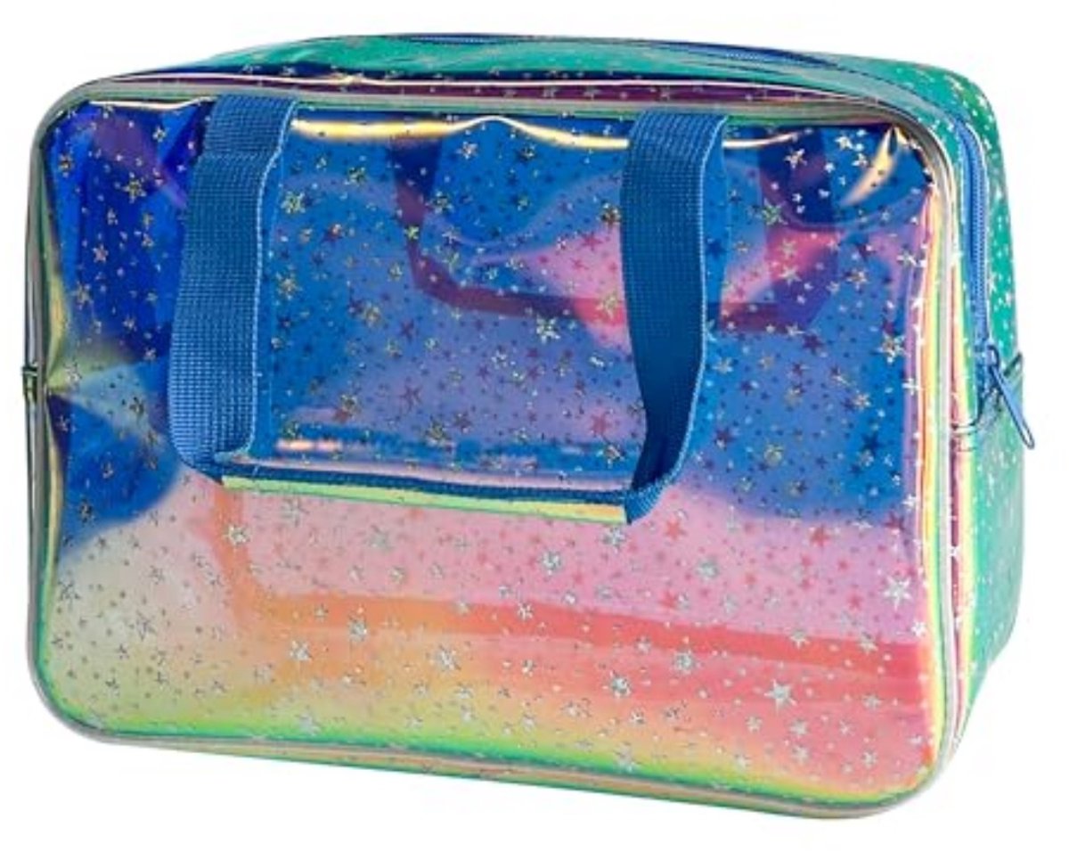 longziming -Make-up Tas Transparant – Grote Cosmetica Organizer met Handgreep – Waterdichte PVC Toilettas – Sterrenpatroon – Voor Make-up Verzorgingsproducten en Reizen