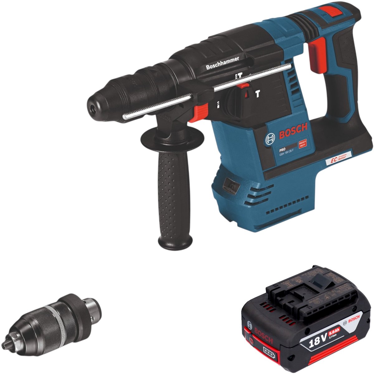 Bosch GBH 18V-26 F accuboormachine 18V 2,6J SDS-Plus Solo + snelwisselboorkop - zonder accu, zonder oplader ( 0611910000 )