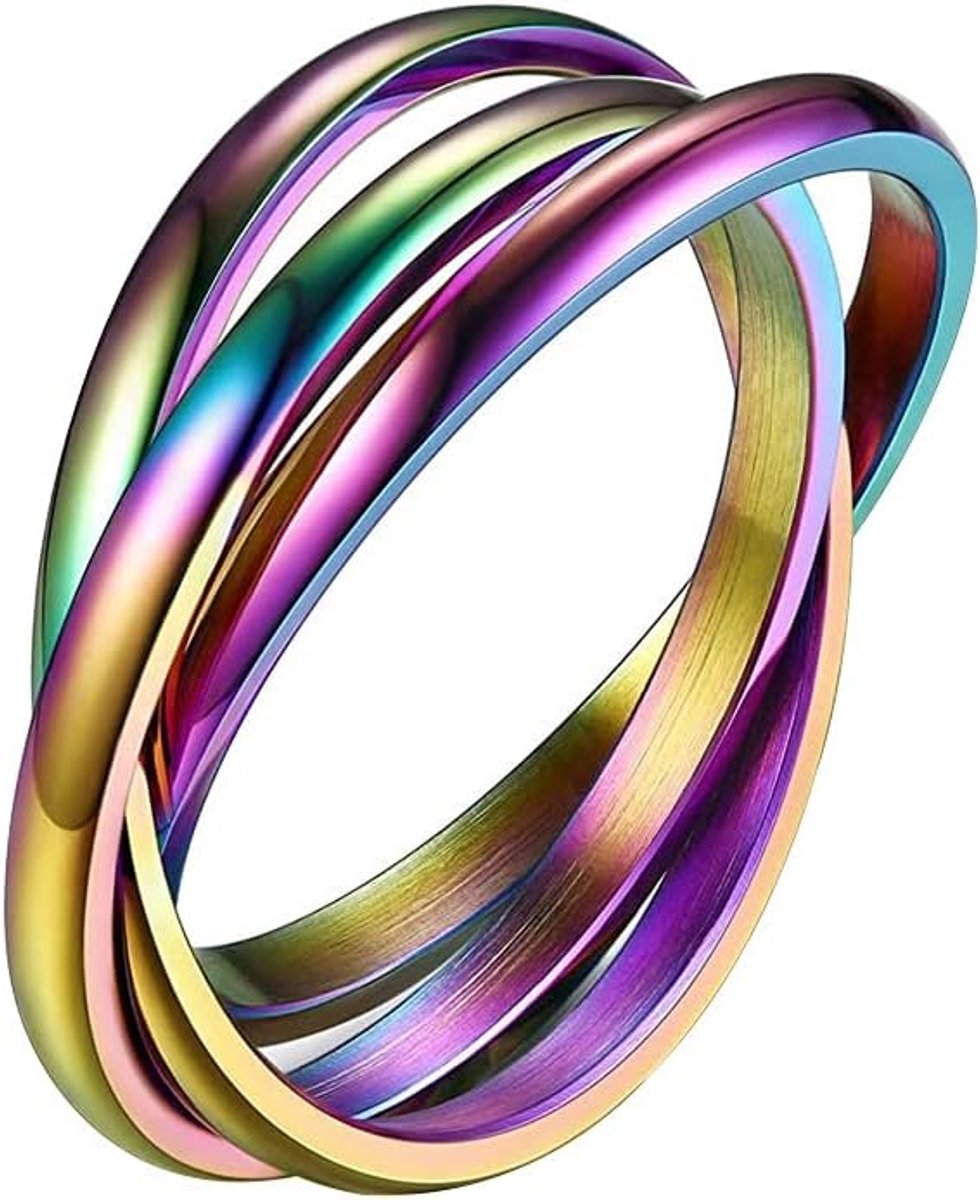 Anti-stressring voor dames, roestvrij staal, angstverlichtende ring, draairing, fidget spinner, stapelbaar, meditatiering, verlicht stress, cadeau voor dames, meisjes, heren