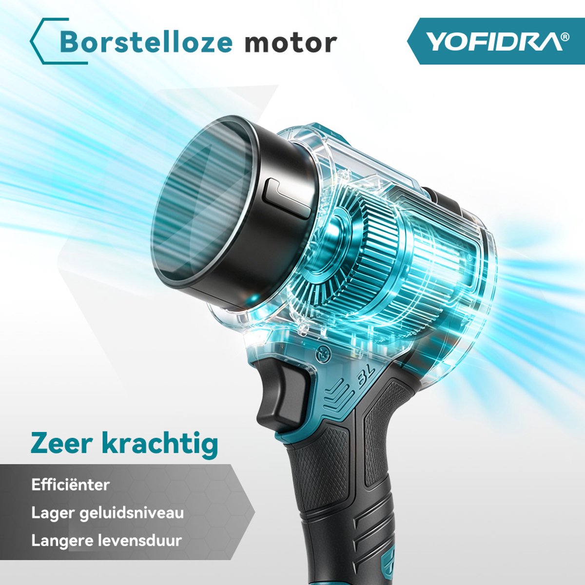 Yofidra Accu Bladblazer / Stofzuiger - 2-in-1 Borstelloze Bladblazer - 350 km/u - Handstofzuiger - Draagbare Stofblazer - voor Bladeren en Tuinafval, Auto thumbnail 5