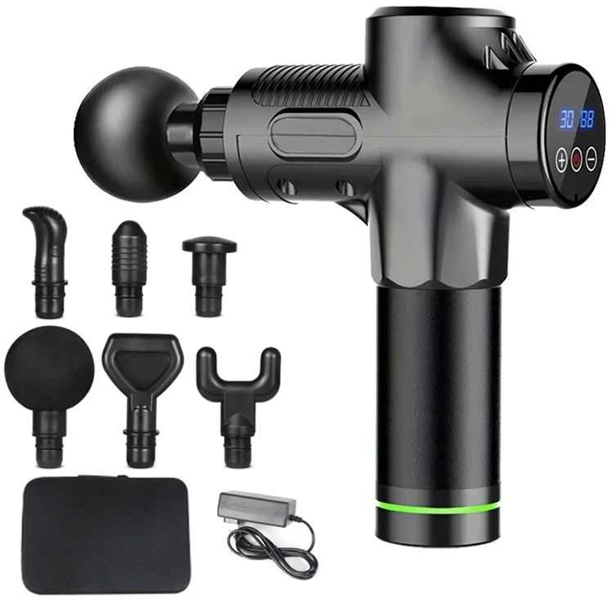 Casa Living Massage Gun - Massage Apparaat - 30 Snelheden - 6 Massagekoppen - Diepe Spiermassage - Oplaadbaar - 2500mAh - Zwart