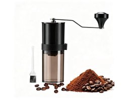 KZQ handmatige koffiemolen - Keramische maalsteen, instelbare maalgraad - Lichtgewicht en draagbaar, compact - Geschikt voor espresso, French press, kamperen en reizen - Capaciteit: 30 g - Zwart - Inclusief schoonmaakborstel