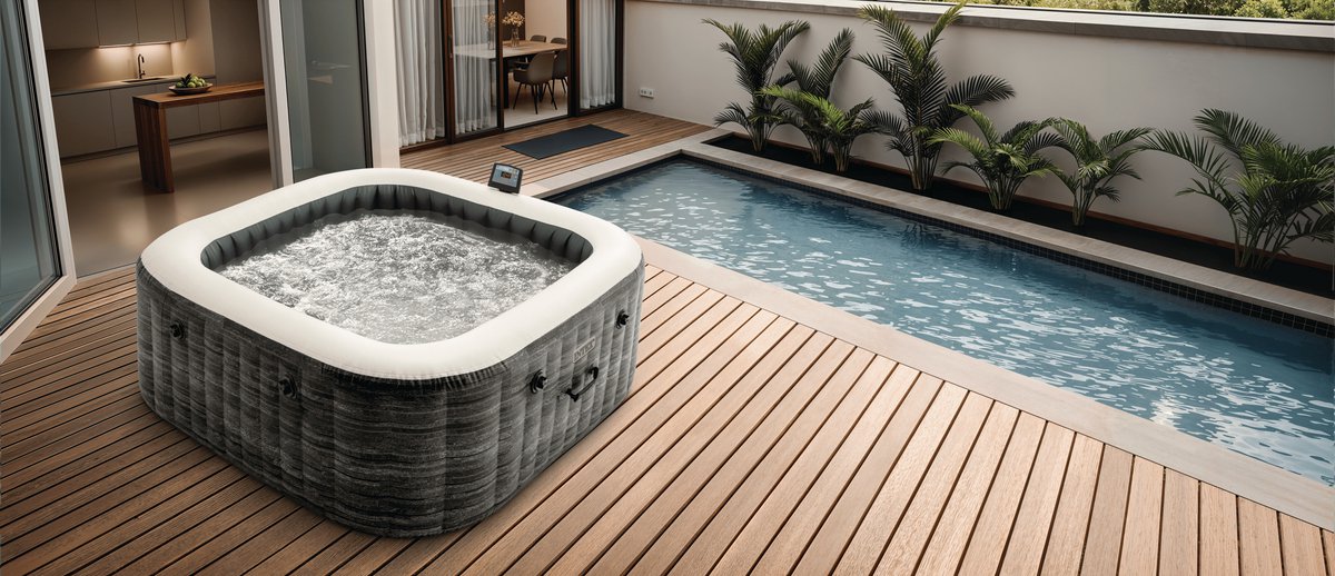 Intex PureSpa Greystone Deluxe opblaasbare spa - 6 personen - Wifi