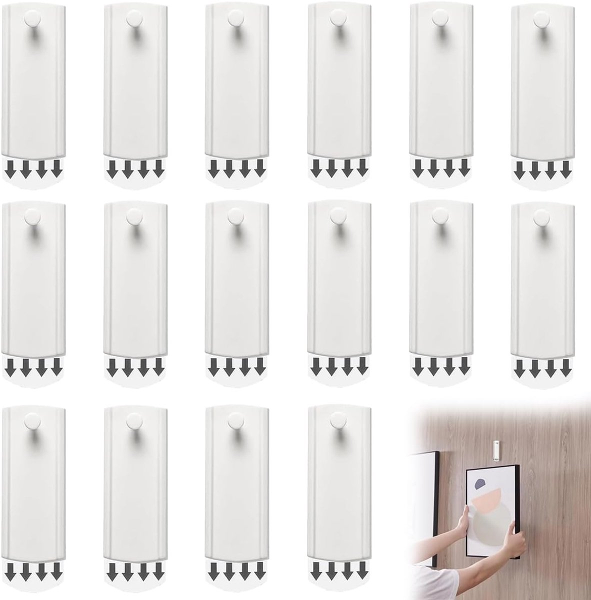 16 stuks fotohangers, zelfklevend, plakspijkers voor fotolijsten | foto's ophangen zonder boren, plakhaken om foto's op te hangen, voor het ophangen van foto's, lijsten, posters (wit)