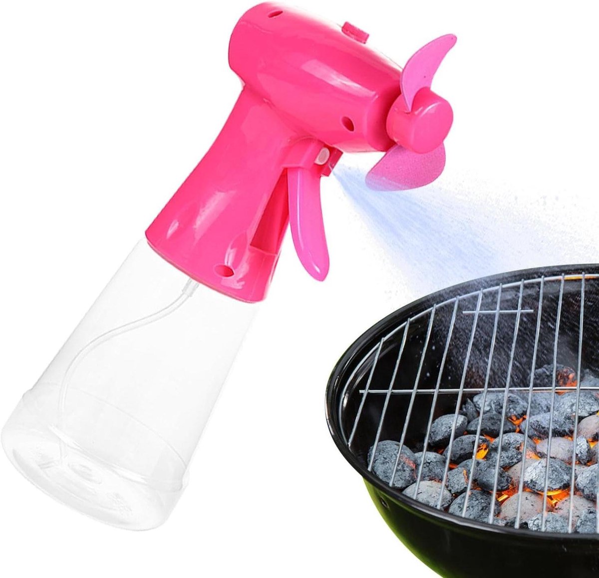 Draagbare ventilator waterspray - Ventilator met nevel - Koelte op warme dagen - Ergonomisch handvat - 22 cm - Rood