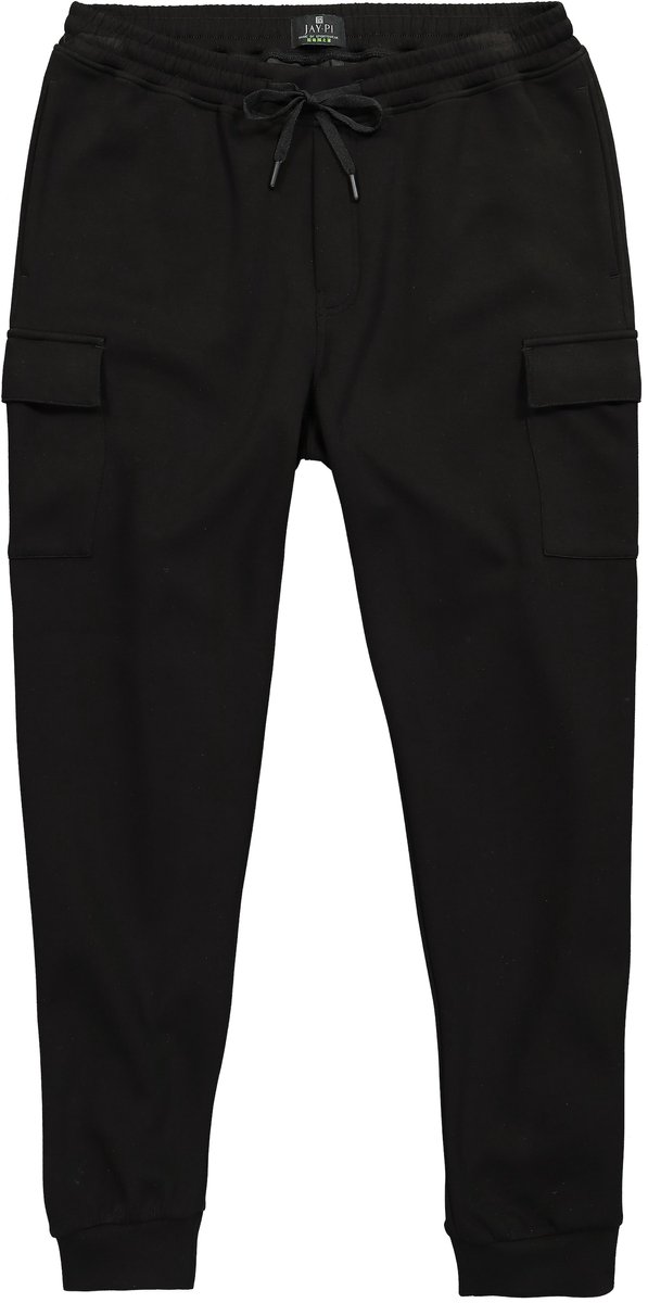 JAY-PI - Heren - Cargobroek fitness interlock-sweatstof veel zakken tot 7XL - Zwart - Maat 3XL