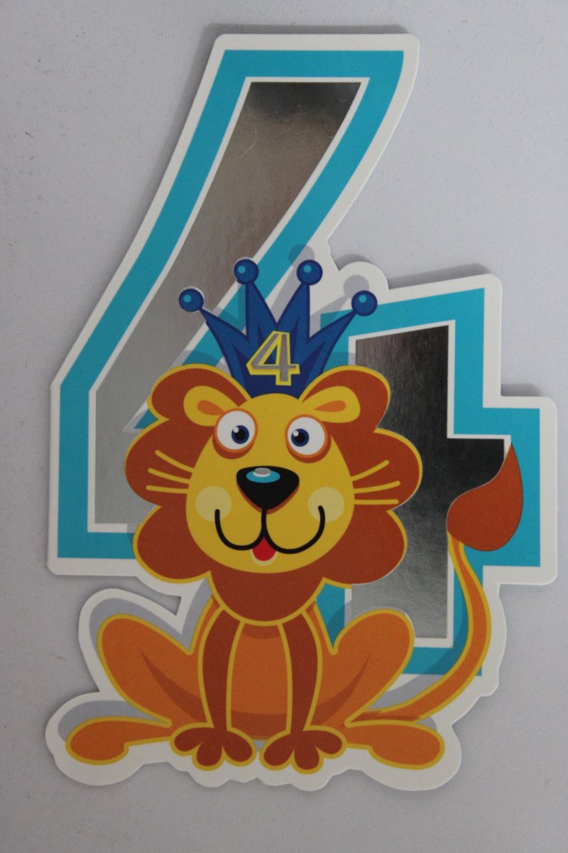 Luxe Wenskaart 4 Jaar - Verjaardagskaart - Leeftijdskaart - Verjaardag - Jarig - Leeftijd 4 - Touche Cards - Kaart - 8717245010177 - Geburtstag - Birthday - Anniversaire - 1 Stuks - In Folie - Gratis Verzonden - Hoge Afnamekortingen - 12x17.5cm