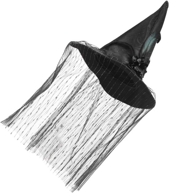 Heksenhoed met Dijkstra - Verkleedhoed Party - Halloween Kostuum - Lichtgewicht Decoratief - 37 x 37 x 10 cm - Zwart
