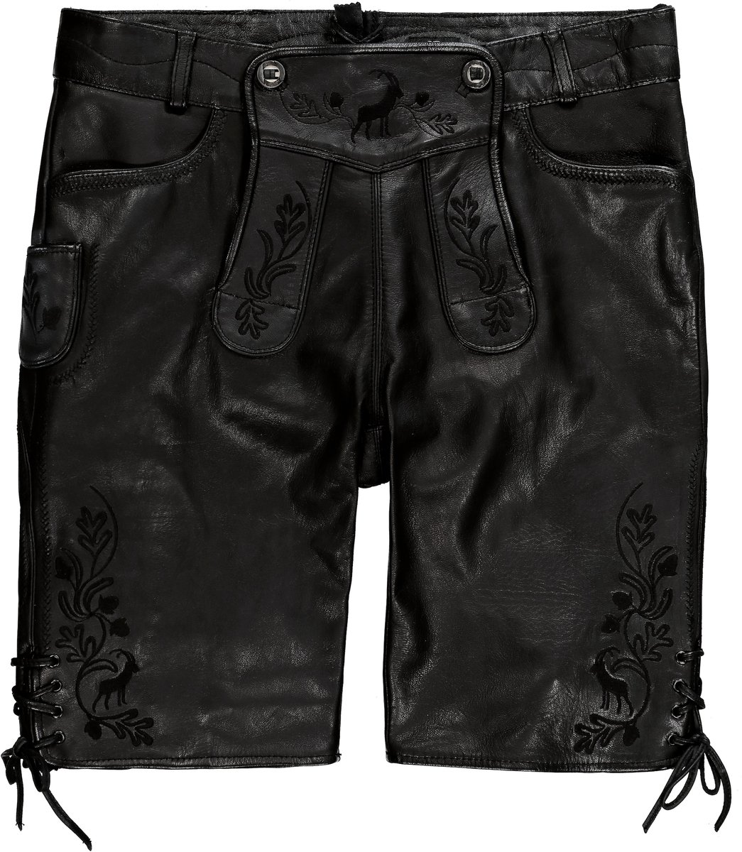 JP 1880 - Heren - Traditionele broek traditioneel kostuum echt geitennappaleer - Zwart - Maat 60