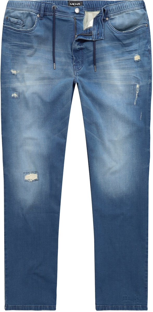 Men Plus - Heren - Instap-jeans Buik-Fit Straight Fit 5-pocket - Donkerblauw denim - Maat 52
